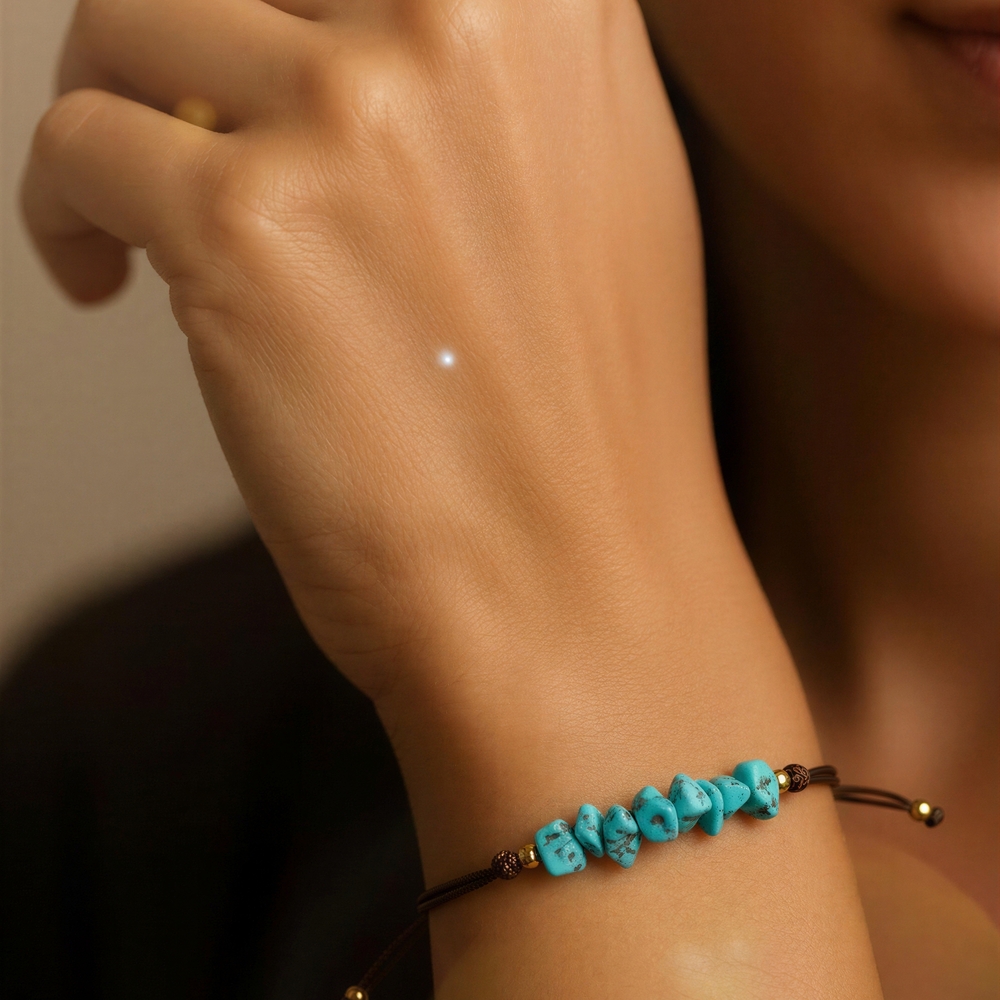Turquoise Chip Bead Adjustable Bracelet - Women Jewelry